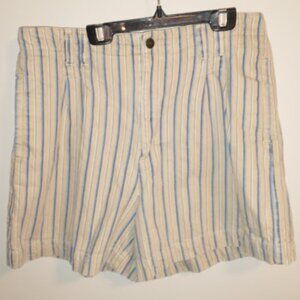 DOCKERS womens striped shorts size 16 khaki blue white w-033